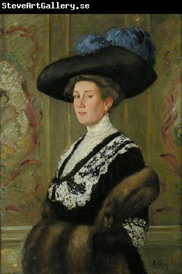 Ernst Oppler Portrait einer Dame mit Hut
